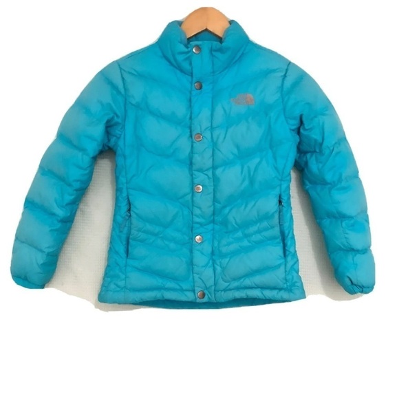 The North Face Blue 550 Goose Down Puffer Jacket Youth Girl's Small 7/8 *AS IS*